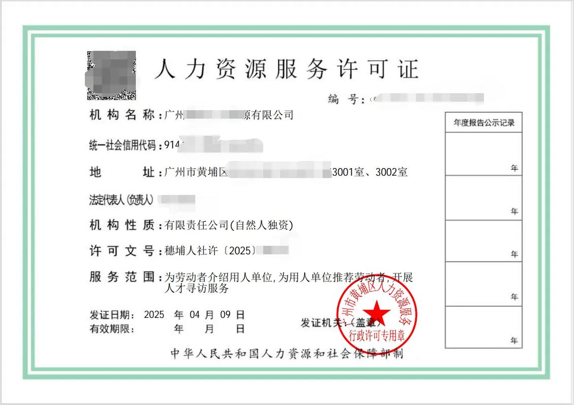 2025年4月9日新下劳务派遣经营许可证两套，人力资源服务再添新力量